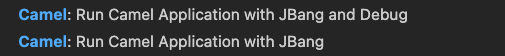 Commands grouped under Camel category